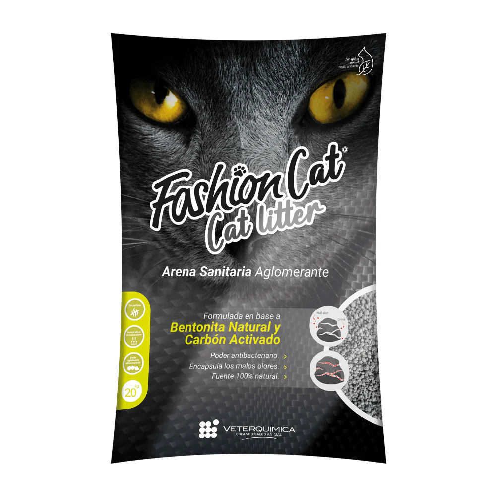 FASHION CAT LITTER BENTONITA CARBON ACTIVO 20 KG